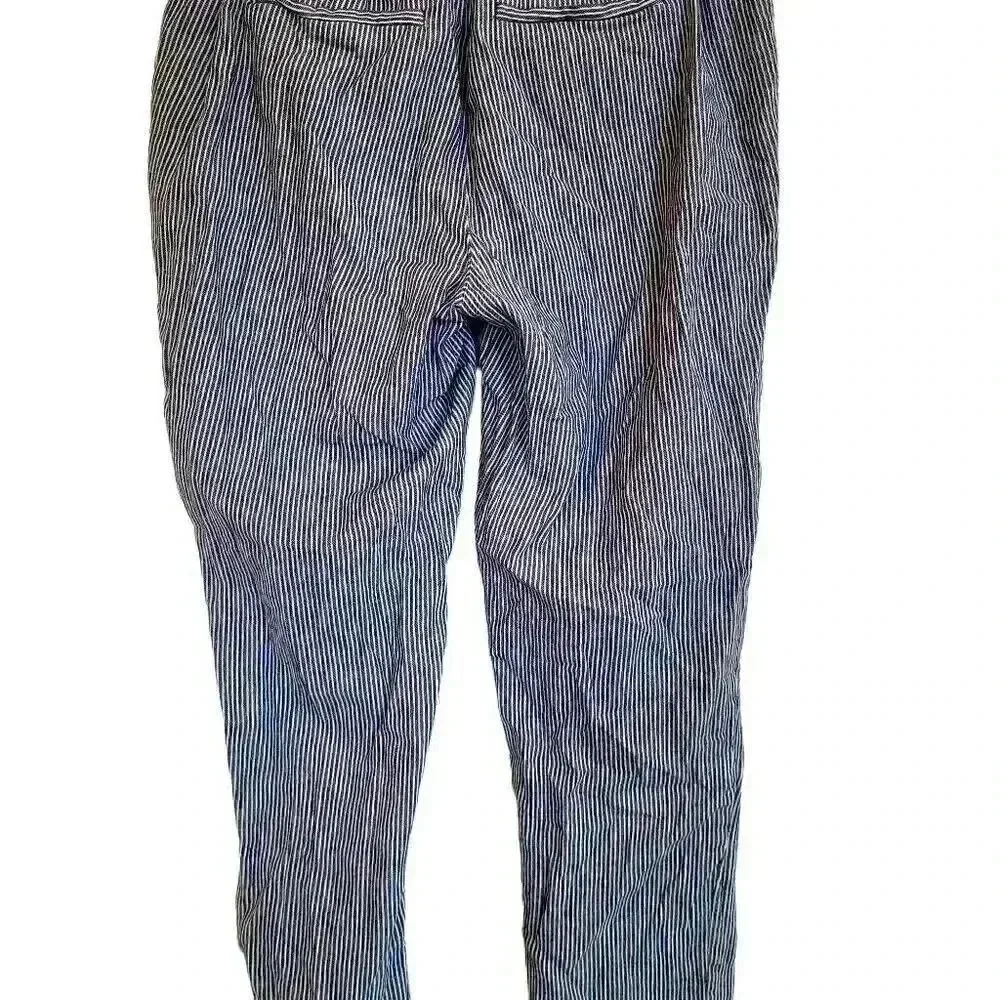 Banana Republic Women's Hayden Fit Navy & White Striped Stetch Linen Blend Pull